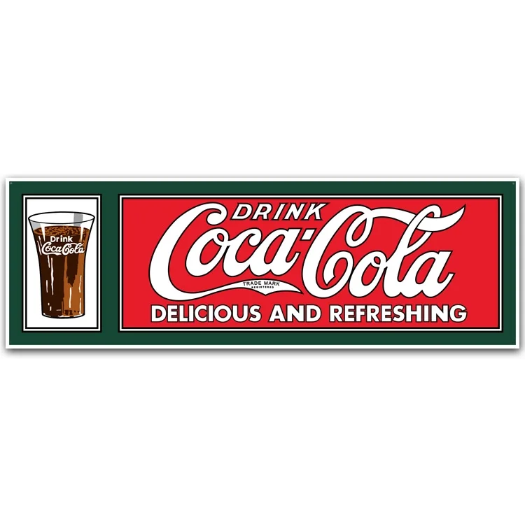 "Drink Coca-Cola Delicious and Refreshing" Metal Tacker- Rectangle